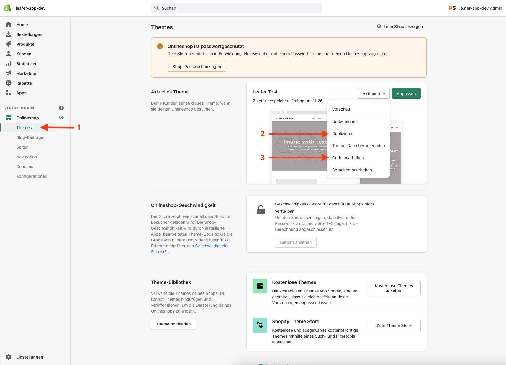 Shopify Template für Shopify editieren