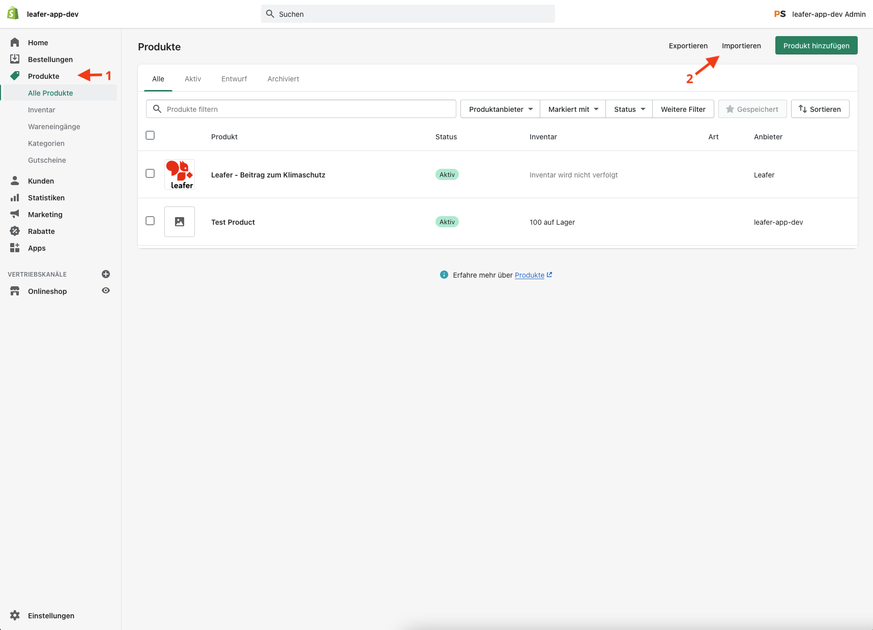 Leafer import in Shopify