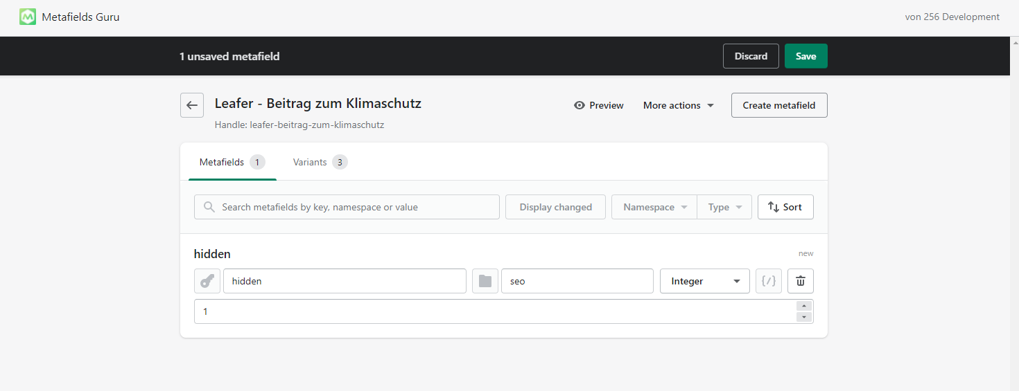 Metadata anpassungen