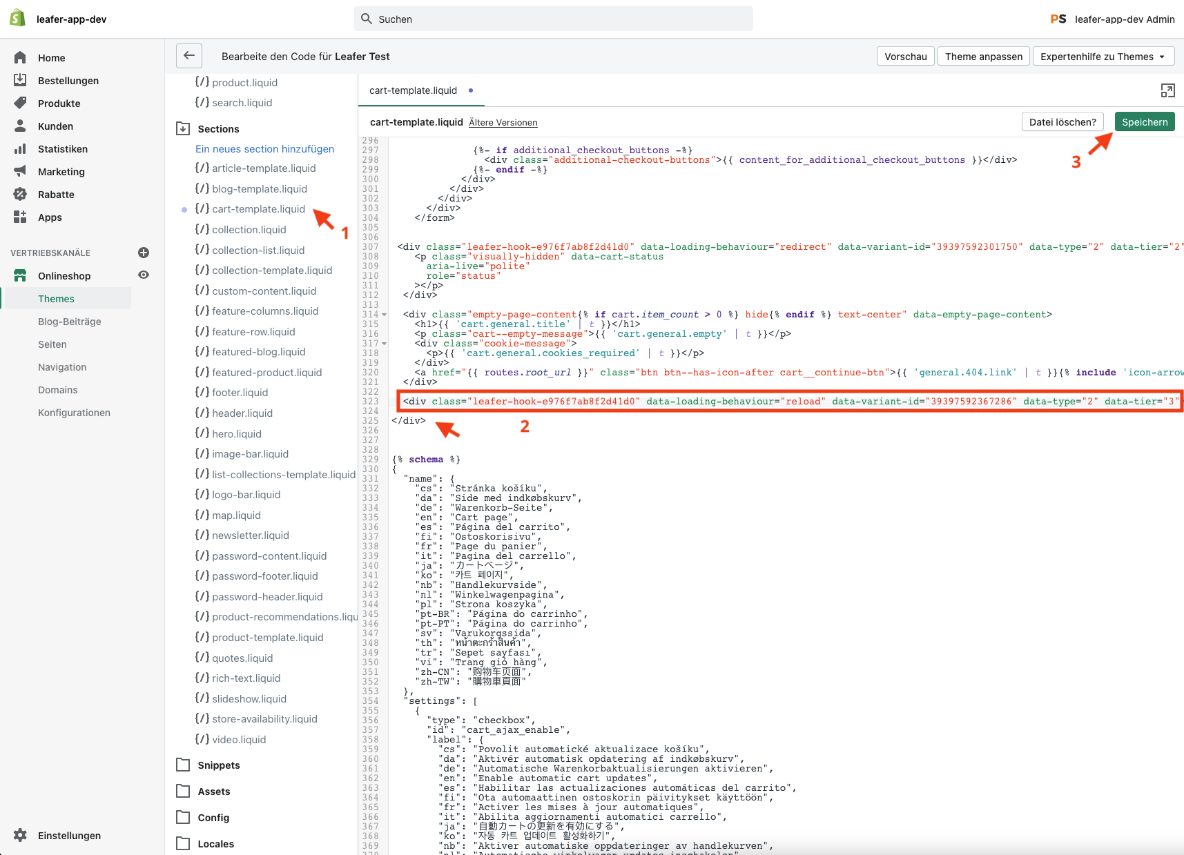 Leafer Shopify static snippet